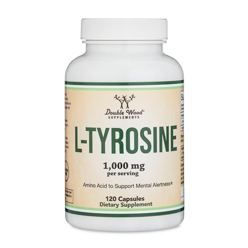 L-Tyrosine 1,000mg per Serving, 120 Veggie Capsules (L Tyrosine Supplement for Memory