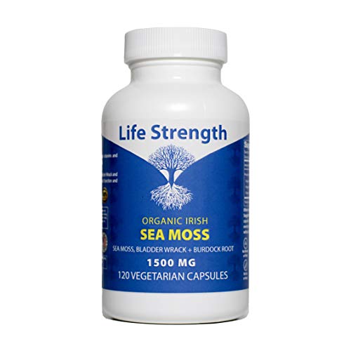 Life Strength Organic Sea Moss 120 CT Wildcrafted Irish Sea Moss and Bladderwrack Burdock