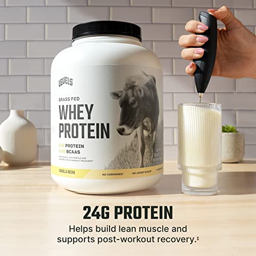 Levels Grass Fed 100% Whey Protein, No Hormones, Vanilla Bean, 5LB Levels Nutrition