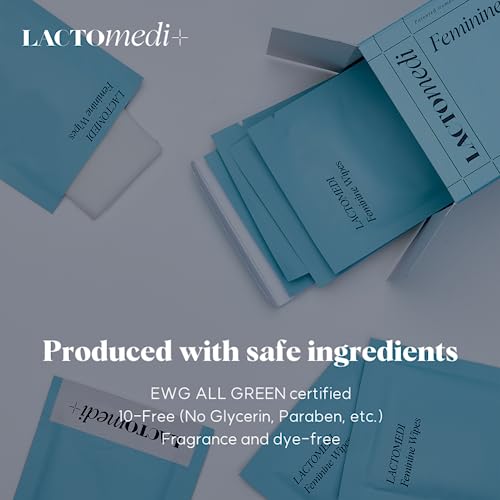 LACTOMEDI Feminine Wipes | Unscented Feminine Wipes | Individually Wrapped | pH-Balanced Feminine LACTOMEDI
