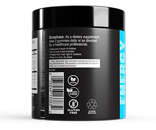 Cybergenics Pre Workout Gummies, Supports Energy Levels, Boosts Performance, Beta Alanine, Green Tea Extract, Nootropic Blend for Focus, Natural Beet Root, Blue Raspberry, 60 Gummies, 30 Servings