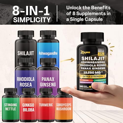 Zoyava Shilajit 9000MG Radiant Health Blend Ashwagandha 2000MG Rhodiola Rosea