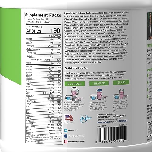 Lean1 Strawberry, 15 Serving tub, Fat Burning Meal Replacement by Nutrition53 N53