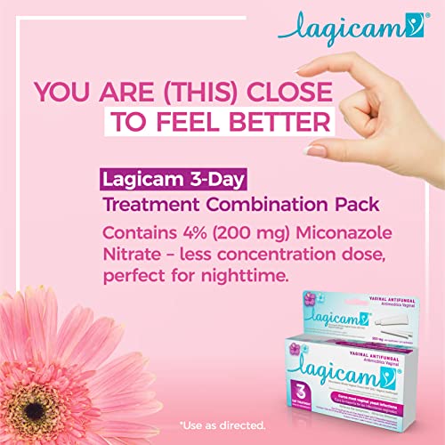 Lagicam Vaginal Yeast Infection, Antifungal 3 Day Miconazole Nitrate Treatment Cream LAGICAM V