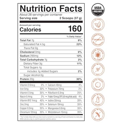 KOS Organic Vegan Protein Powder with 50mg Caffeine, Salted Caramel Coffee KOS