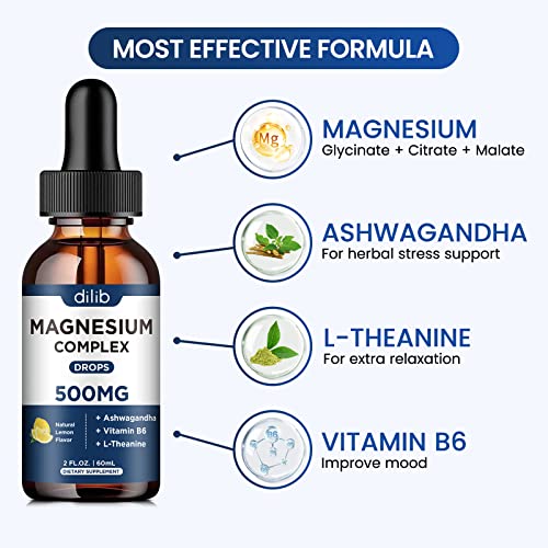 (2 Pack) Magnesium Glycinate, Citrate, Malate Liquid Drops-Triple Magnesium Complex dilib