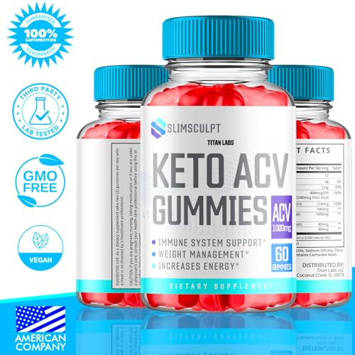 (3 Pack) Slimsculpt Keto ACV Gummies, Slim Sculpt Keto ACV Gummies Advanced Weight Loss 1000MG Titan Labs