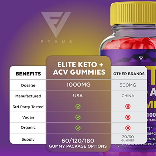 (2 Pack) Elite Keto ACV Gummies AVC, Elite Keto Plus ACV Advanced Weight Loss Gummies Fyvus