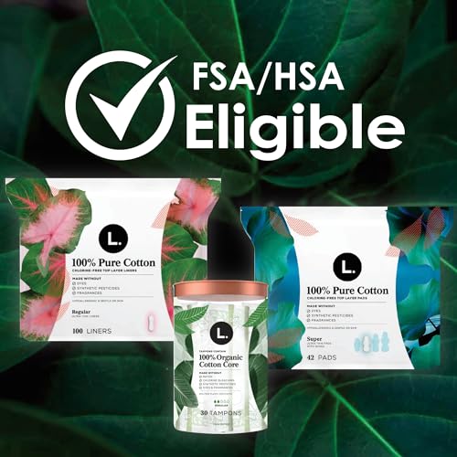 L. Pure Cotton Topsheet Pads for Women, Regular Absorbency, Ultra Thin Pads with Wings L.