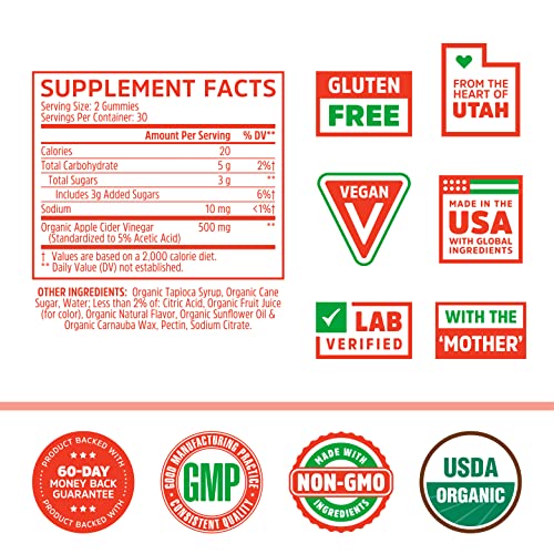 Zhou Nutrition Apple Cider Vinegar Gummies with The Mother, ACV Detox & Cleanse