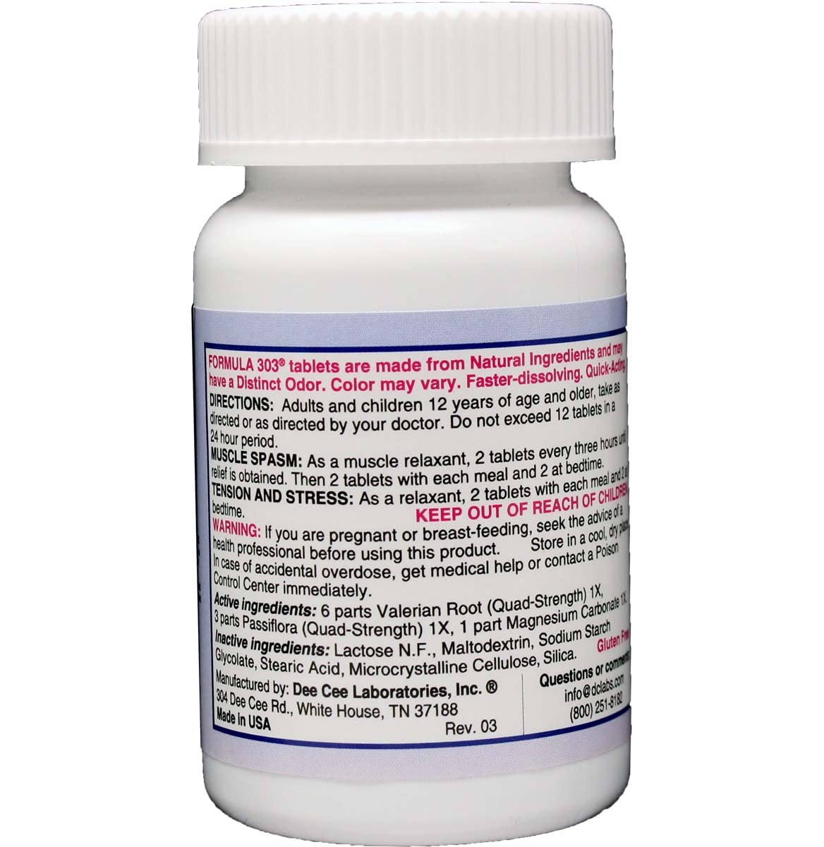 Dee CEE Labs Formula 303 Maximum Strength Tablets, 45 Tablets; All-Natural containing Dee Cee Laboratories