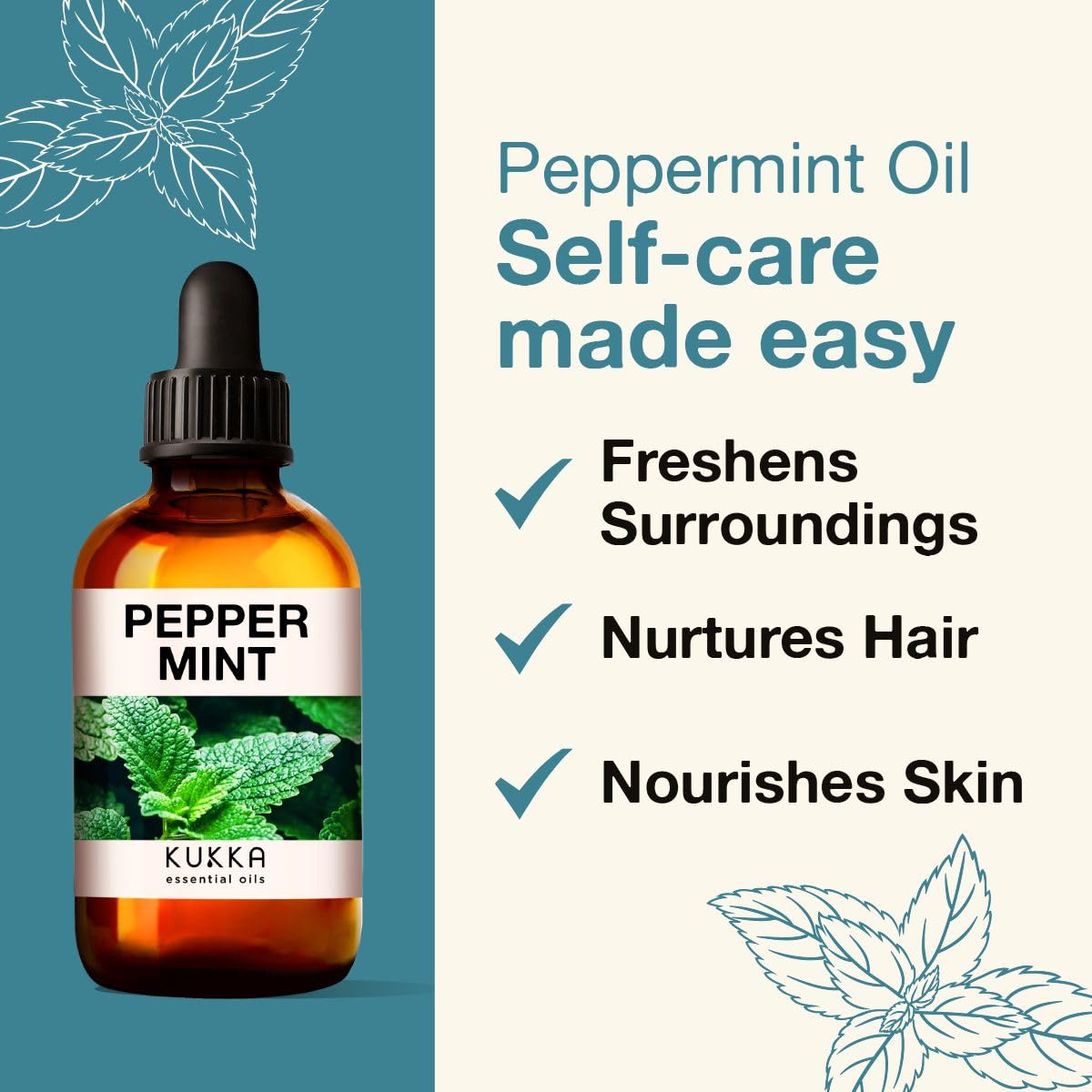 Kukka Peppermint Oil for Hair - Natural Mint Essential Oils - Premium Grade Natural Peppermint Essential Oil KUKKA essential oils