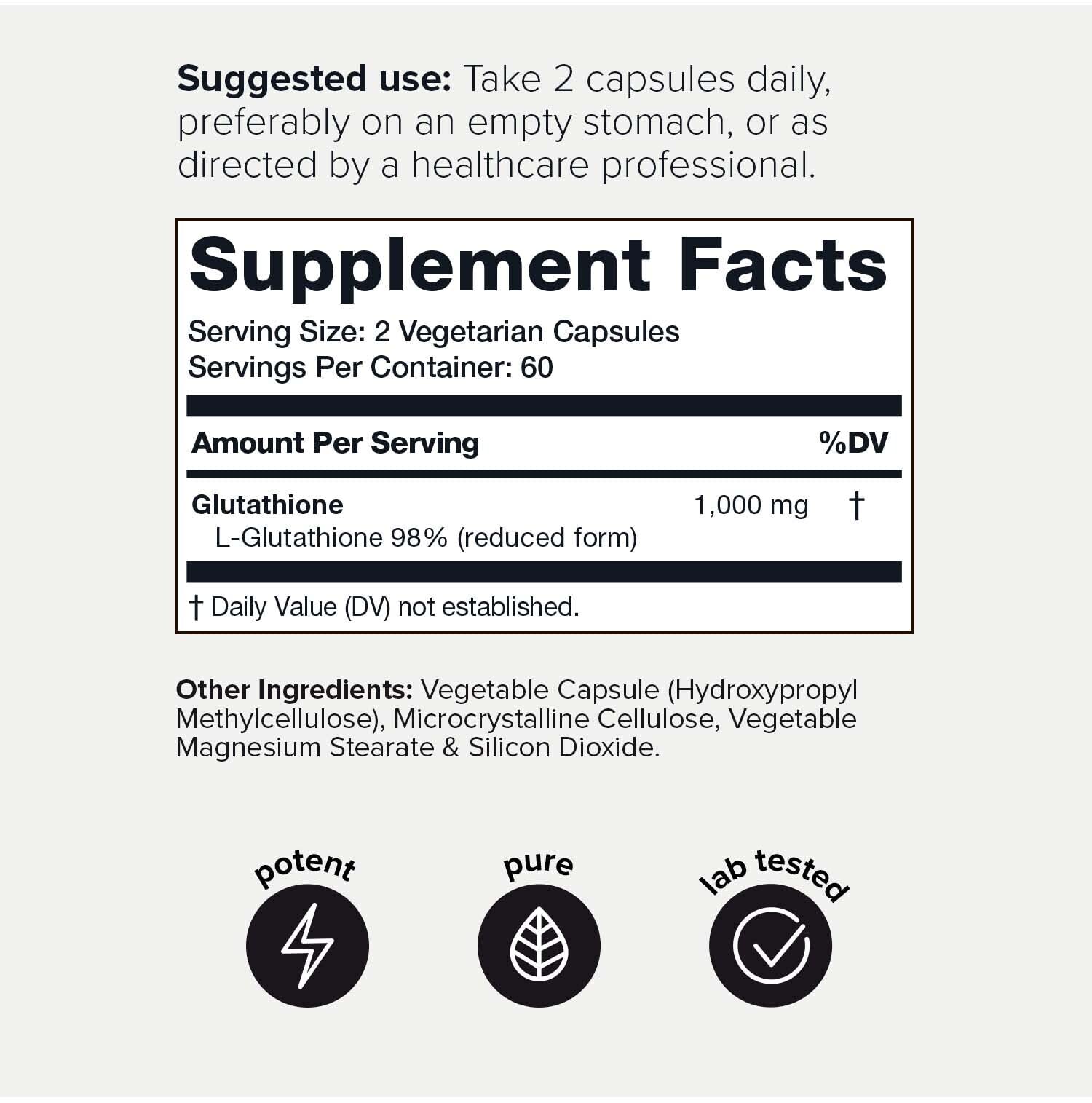 Toniiq Ultra High Strength Glutathione Capsules - 1000mg Concentrated Formula - 98%+