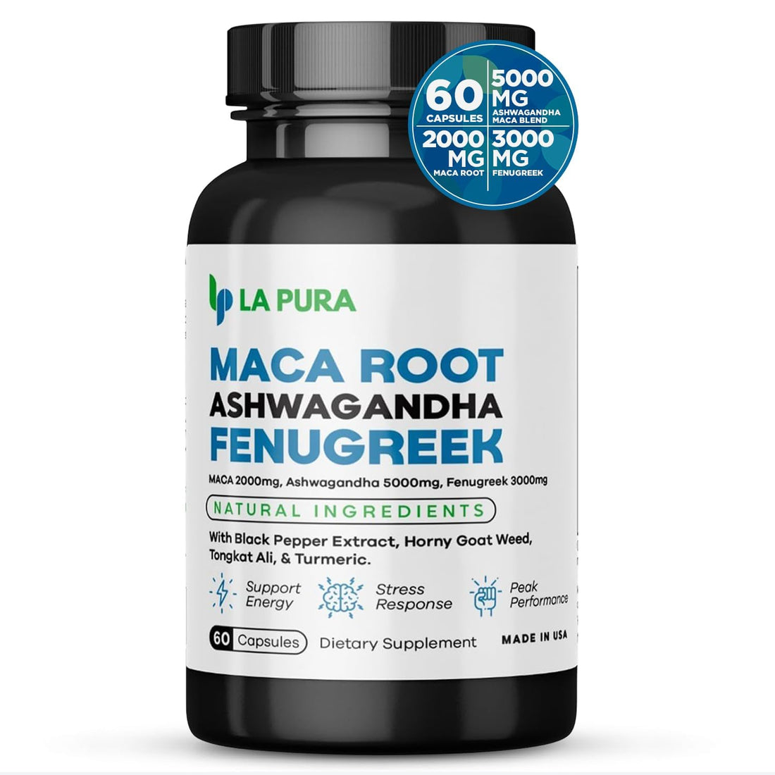 LaPura Ashwagandha 5000mg Maca Root 2000mg Fenugreek 3000mg Supplement
