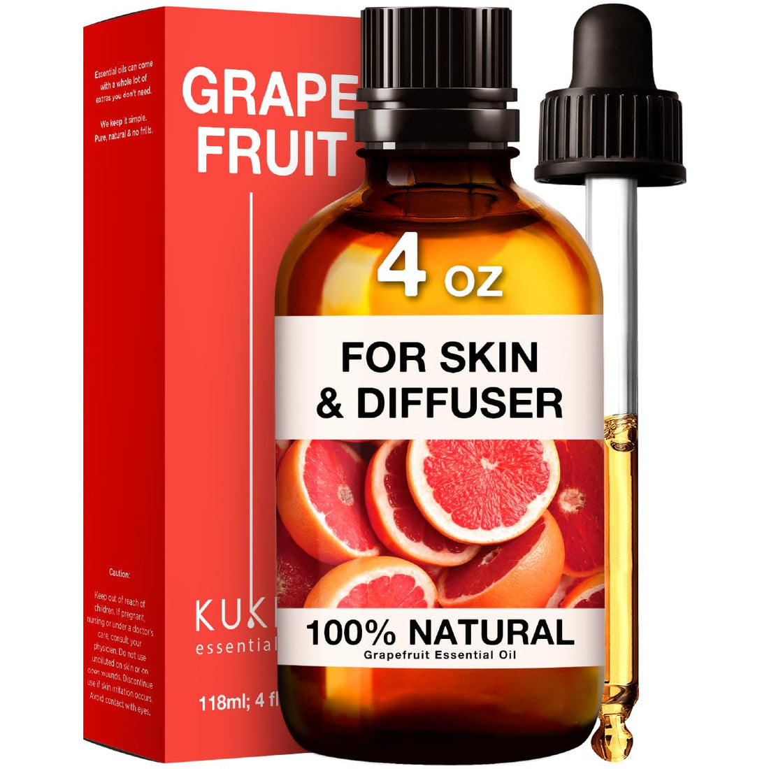 Kukka Grapefruit Essential Oil for Diffuser - 100% Natural Grapefruit Essential Oil for Skin