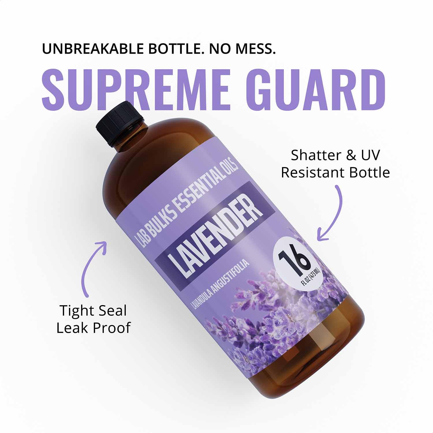 LAB BULKS ESSENTIAL OIL - Lavender Oil 16 Ounce Bottle for Diffusers, Home Care, Candles, Aromatherapy LAB BULKS ESSENTIAL OIL