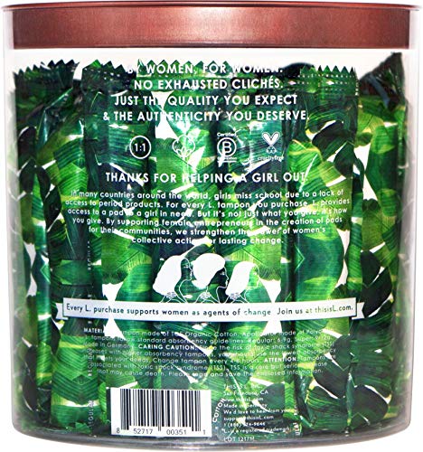 L. Organic Cotton Regular Absorbency Compact Tampons 30 Count