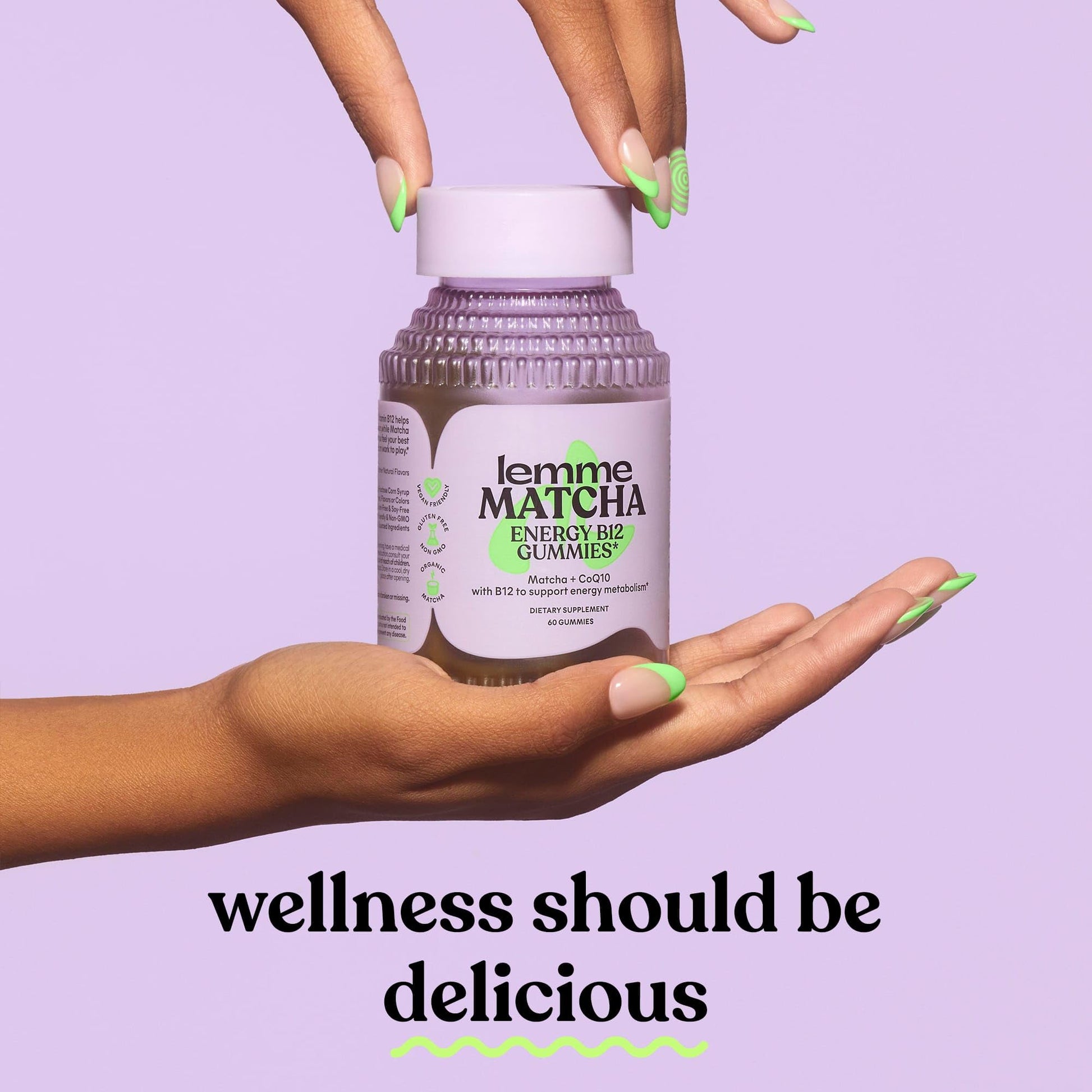 Lemme Matcha Superfood Energy Gummies with Organic Matcha Green Tea, Vitamin B12 Lemme