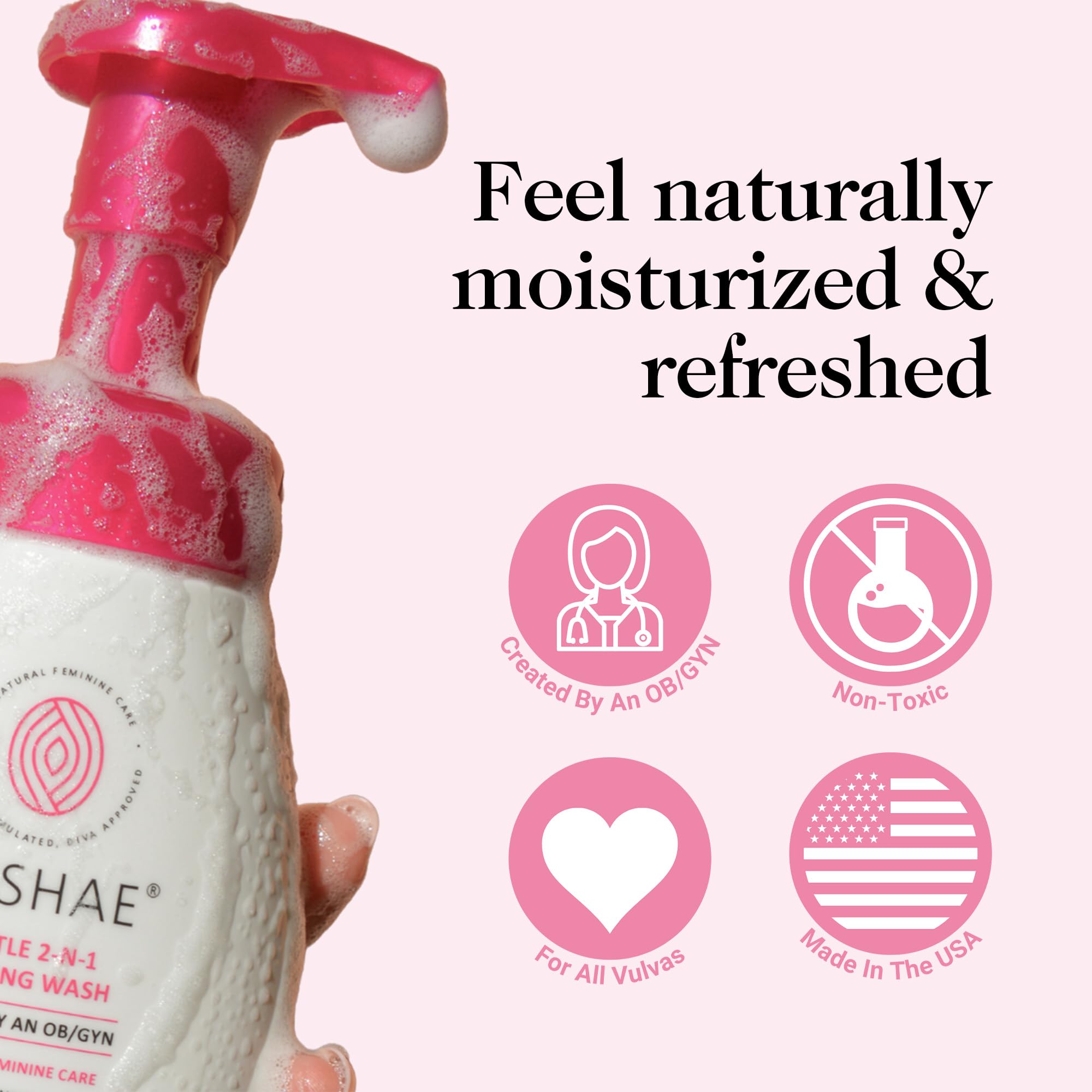 Kushae Gentle 2-in-1 Foaming Wash, pH Balance Feminine Wash for Optimal Hygiene Kushae
