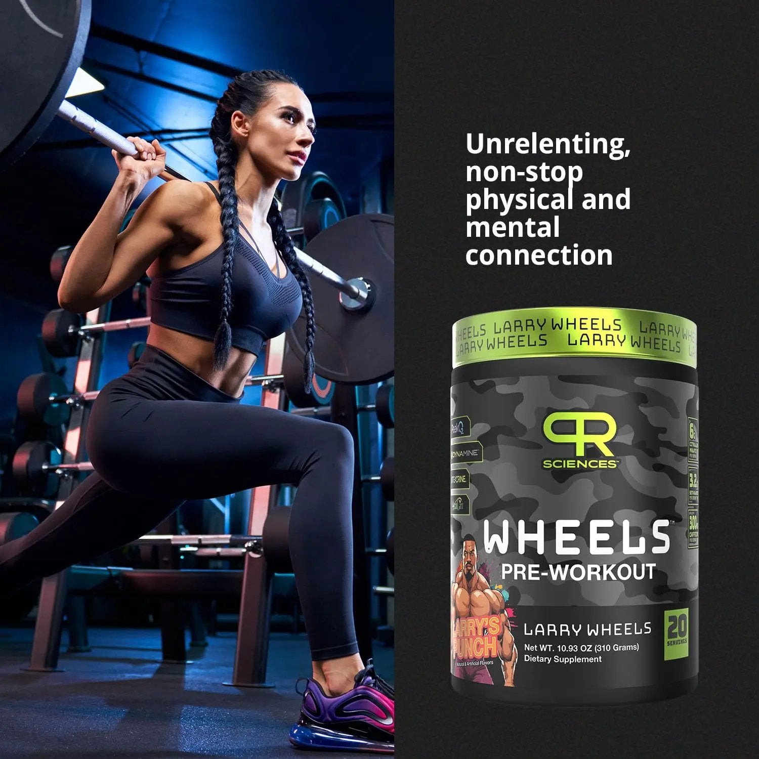 Larry Wheels' Pre Workout - Energy Drink Powder - Pre Workout Powder for Men & Women - Energy Supplement with Electrolytes, Vitamin & Caffeine - Pre workout Energy Drink, Sour Candy - 20 Servings