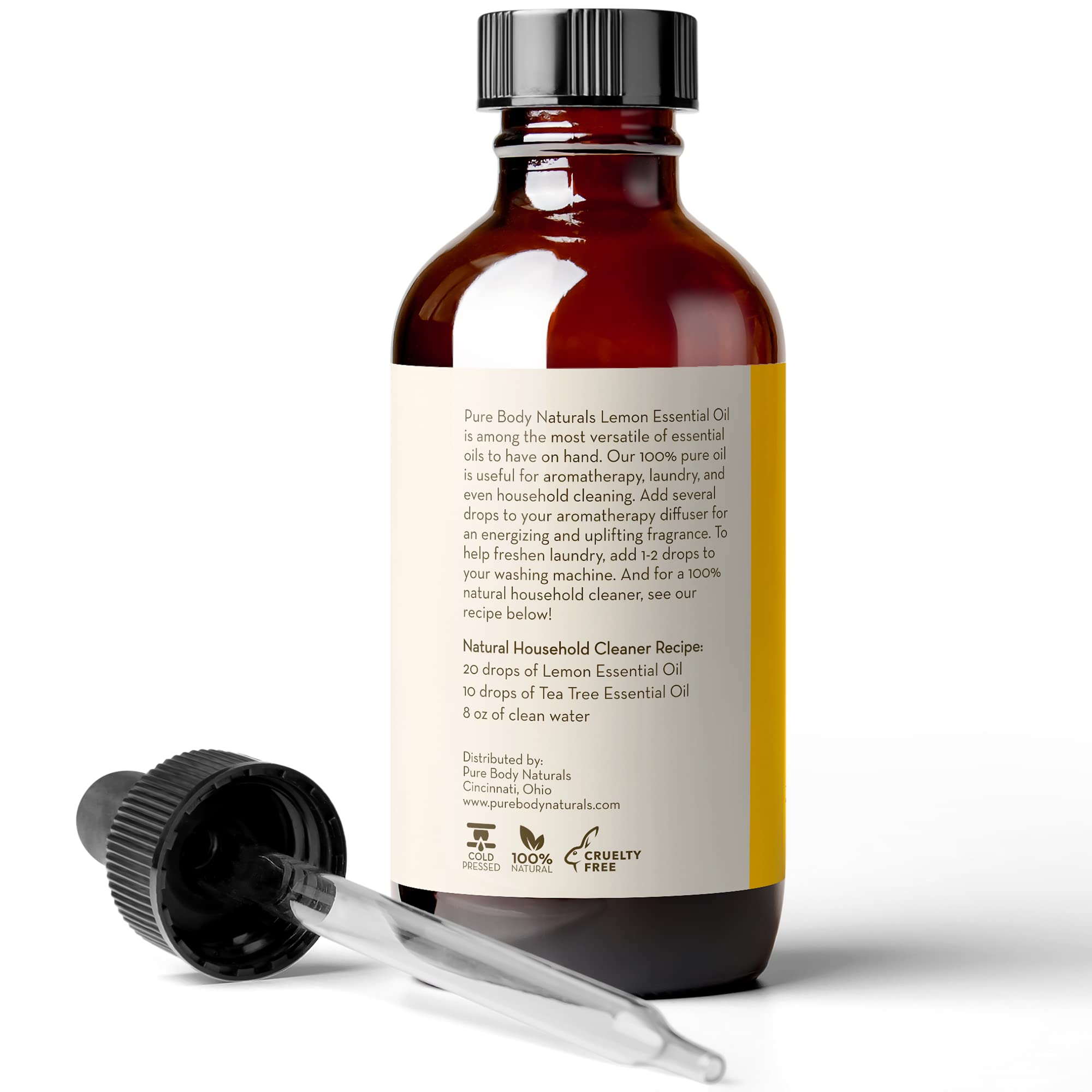 Lemon Essential Oil, 4 fl oz - 100% Pure & Undiluted Lemon Oil for Diffuser and DIY - Natural Deodorizer