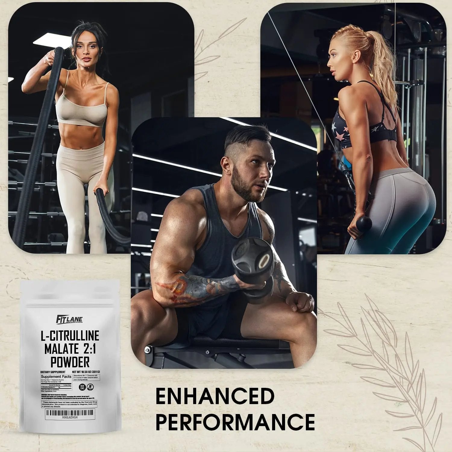 L Citrulline Malate 2 1 Powder 300 Grams - Bulk L Citrulline Powder - Free Form Amino Acid Pre Workout Supplement - Raw and Pure with no Additives by Fit Lane Nutrition.