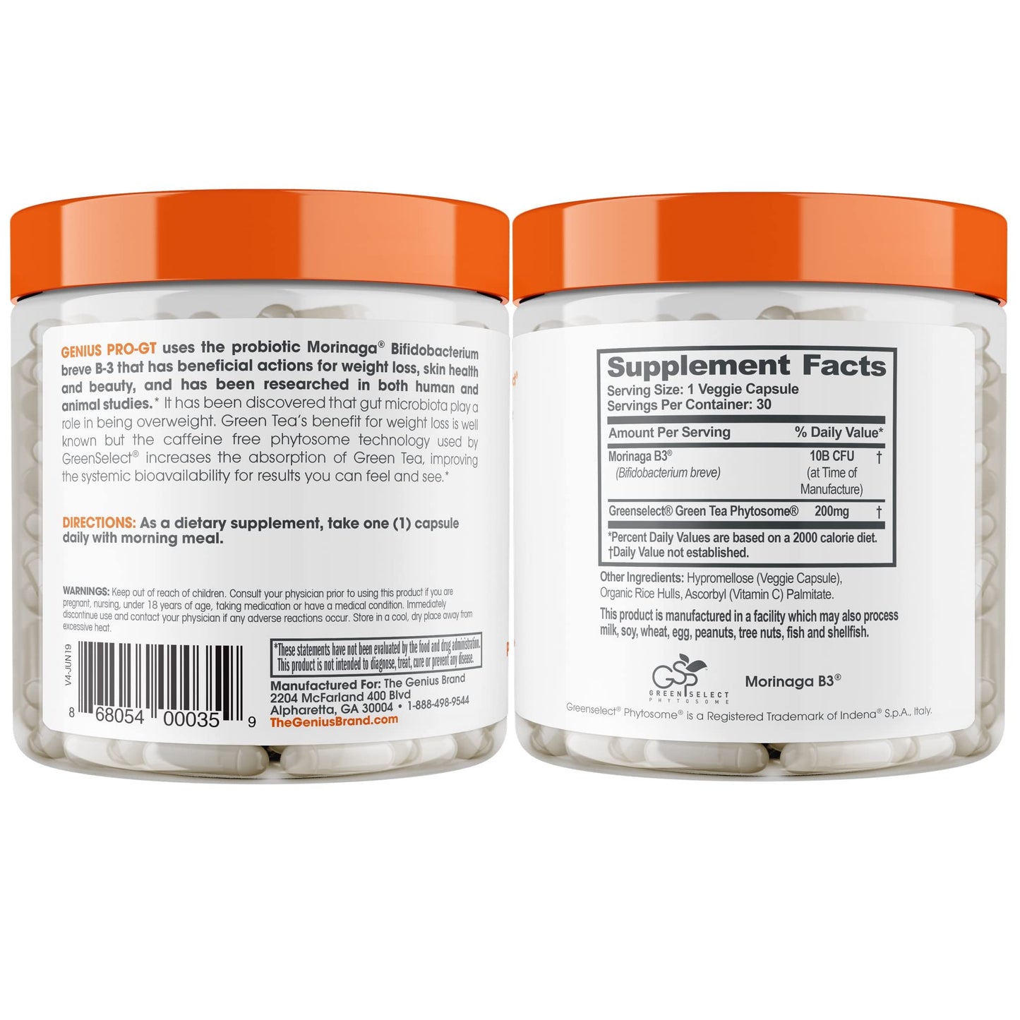 Genius Probiotics for Weight Loss with Green Tea Extract - Fat Burner Supplement & Digestive