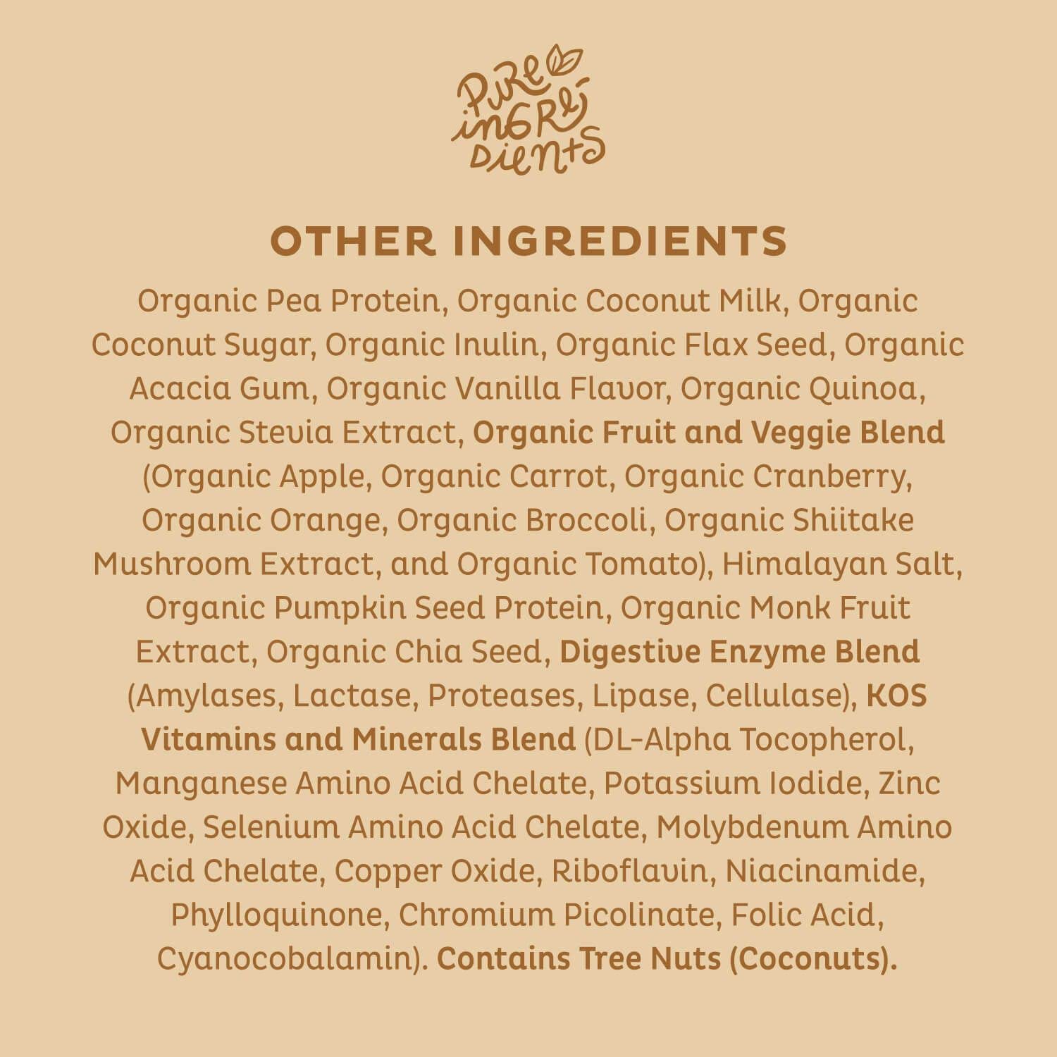 KOS Vegan Protein Powder Erythritol Free, Vanilla USDA Organic - Pea Protein Blend KOS