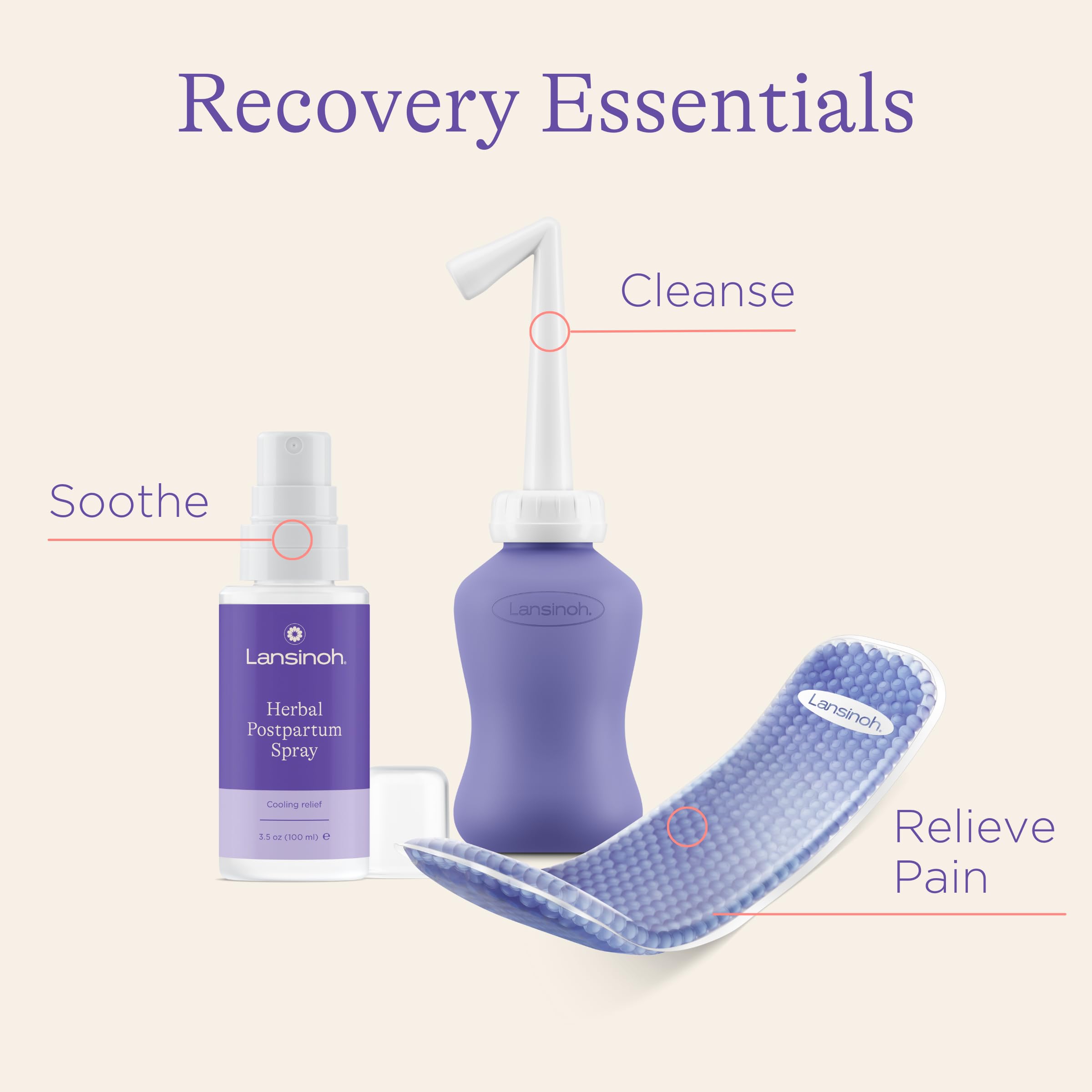 Lansinoh Postpartum Essentials Recovery Bundle, Postpartum Care Kit Lansinoh