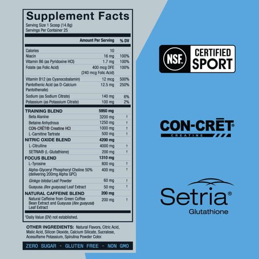 ZOA+ Pre Workout Powder, Fruit Punch - NSF Certified for Sport with Zero Sugar, Electrolytes ZOA