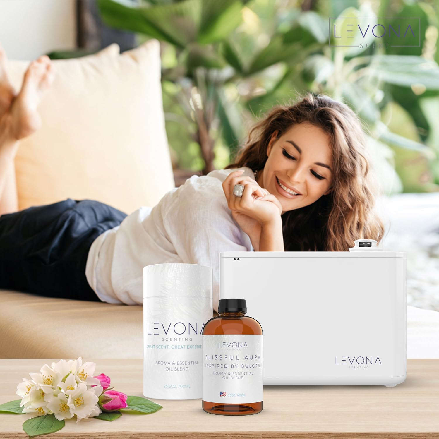 Levona Scent Essential Oils for Diffuser: Blissful Aura with Notes of Amber, Musk & Jasmine