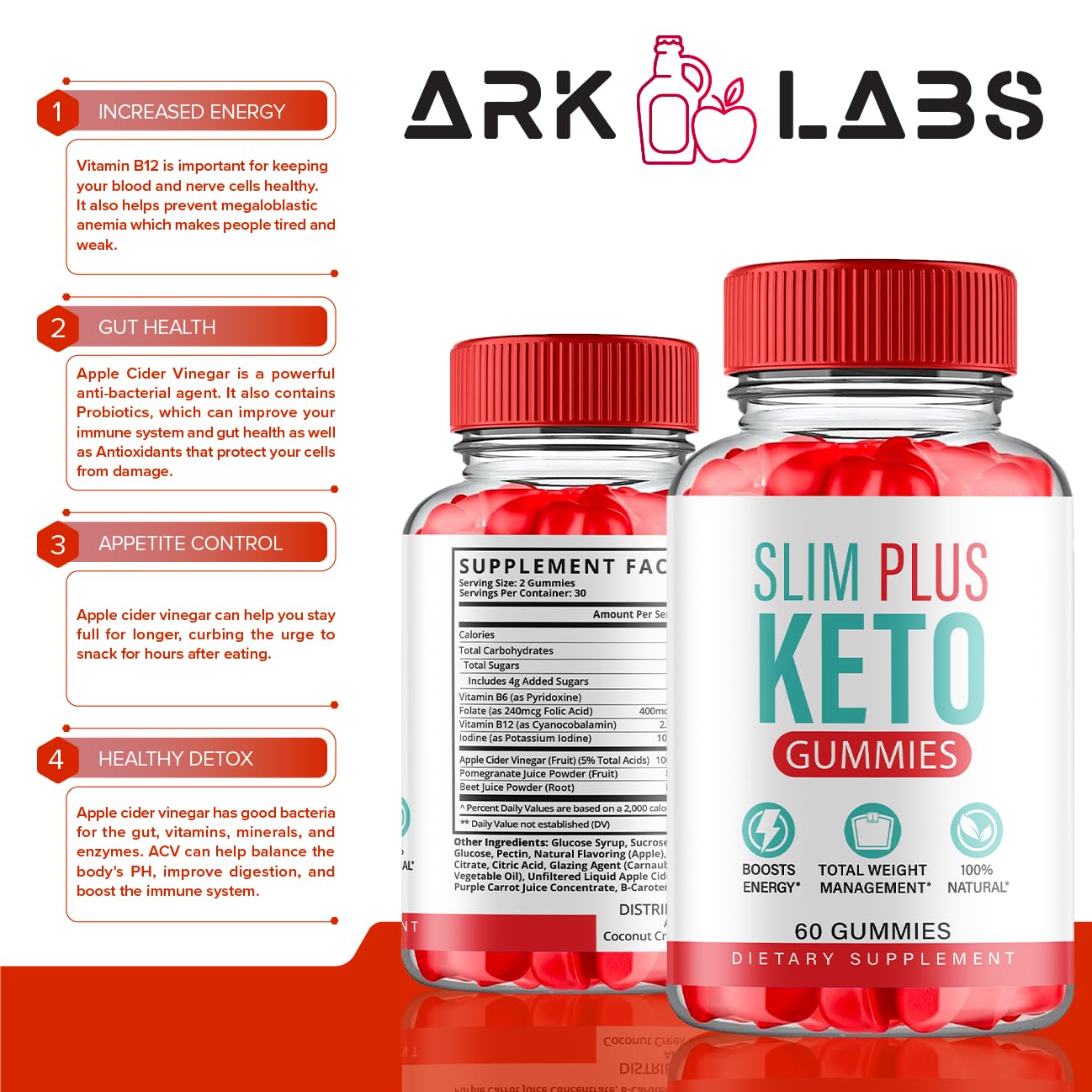 (3 Pack) Slim Plus Keto Gummies - Slim Plus Keto ACV Gummies with Apple Cider Vinegar Ark Labs