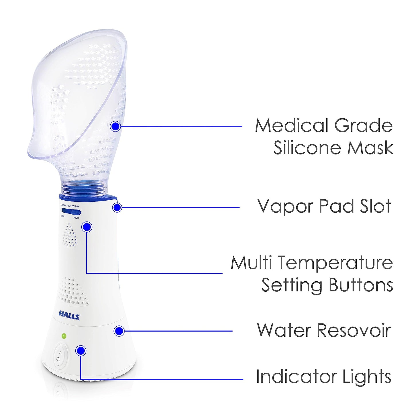 Crane x HALLS Corded Personal Steam Inhaler for Sinus, Congestion, Cough, & Cold Relief