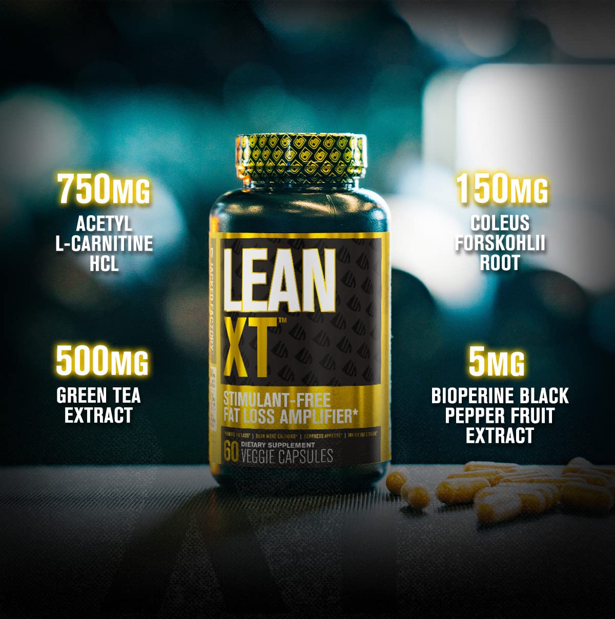 Lean-XT Caffeine Free Fat Burner - Non Stim Weight Loss Supplement, Appetite Suppressant Jacked Factory