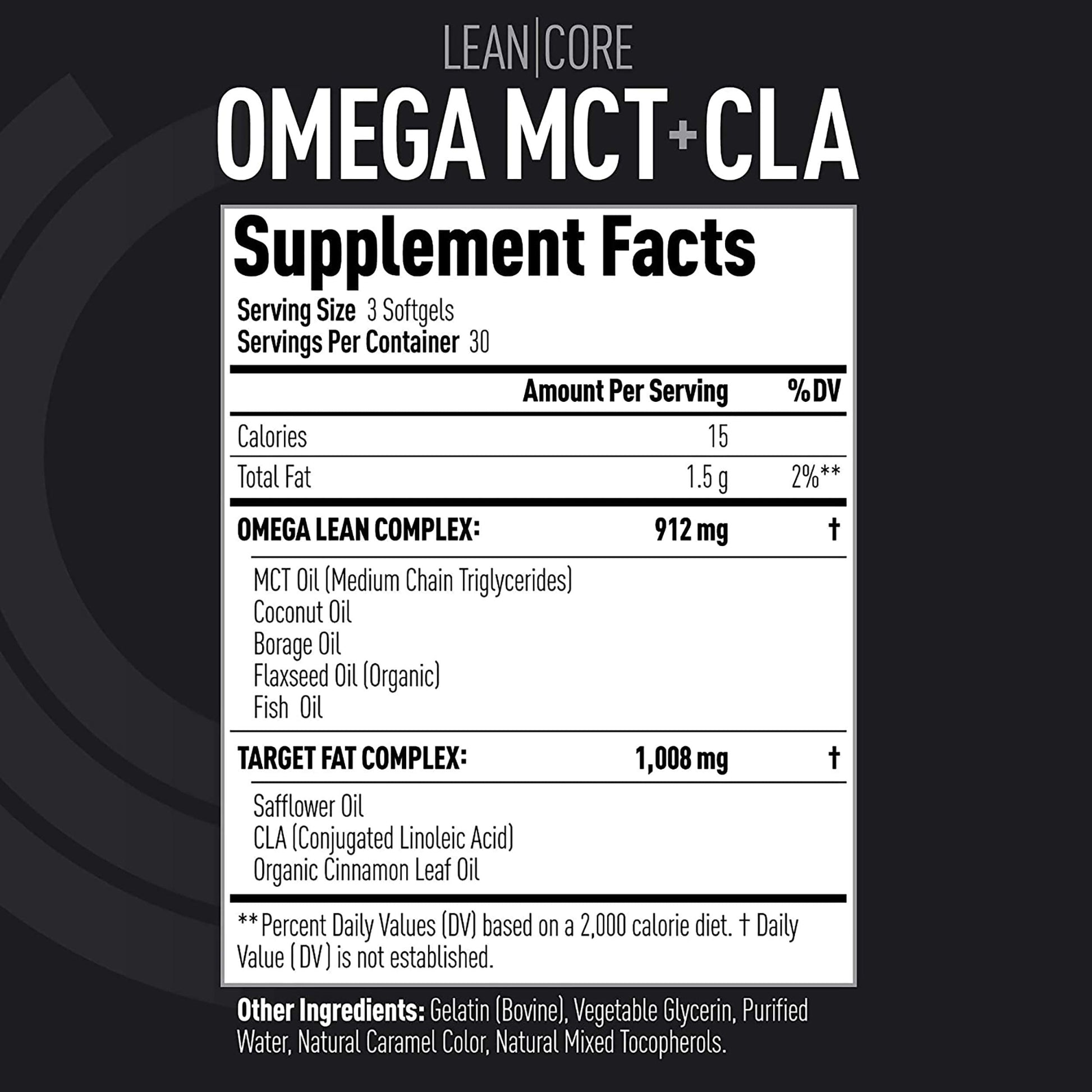 Lean CORE Omega MCT + CLA - Stimulant Free Health Formula, Lean Muscle & Toned (CORE)ACTIVE