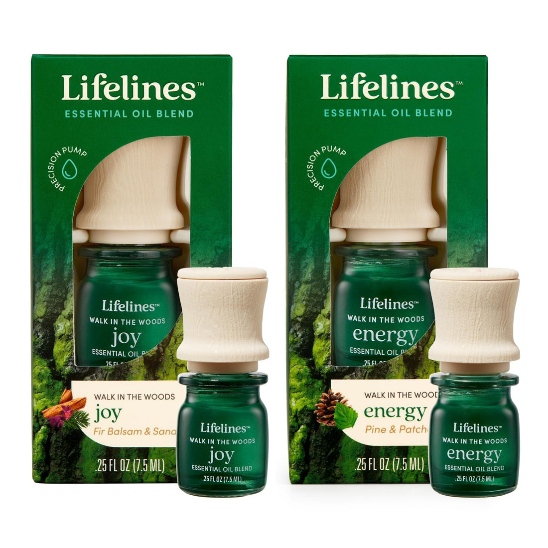 Lifelines Essential Oil Blend 2-Pack, Walk in The Woods: Energy & Joy Oils for Essential Oil Diffuser