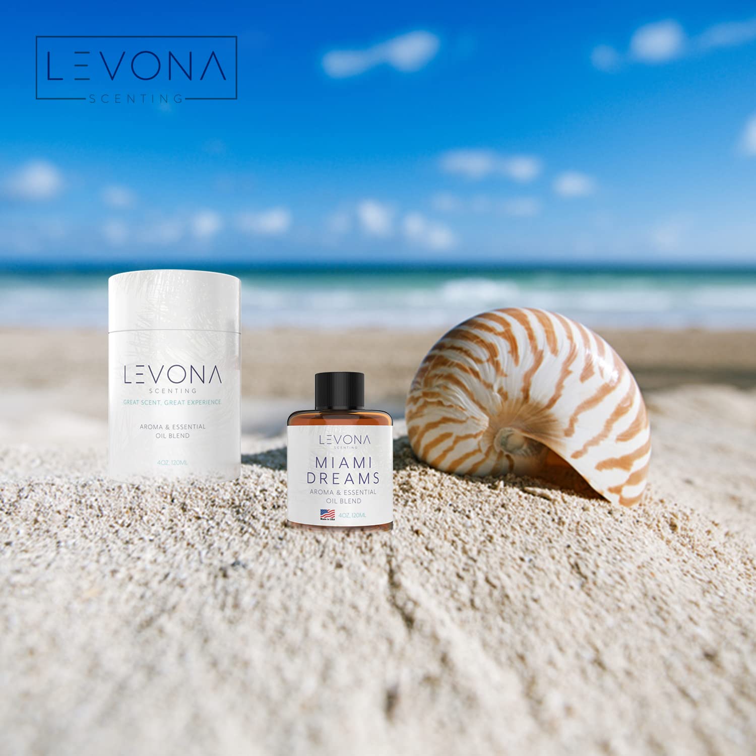Levona Scent Essential Oils for Diffusers for Home: Miami Dreams Hotel & Home Luxury Scents Fragrance Oil