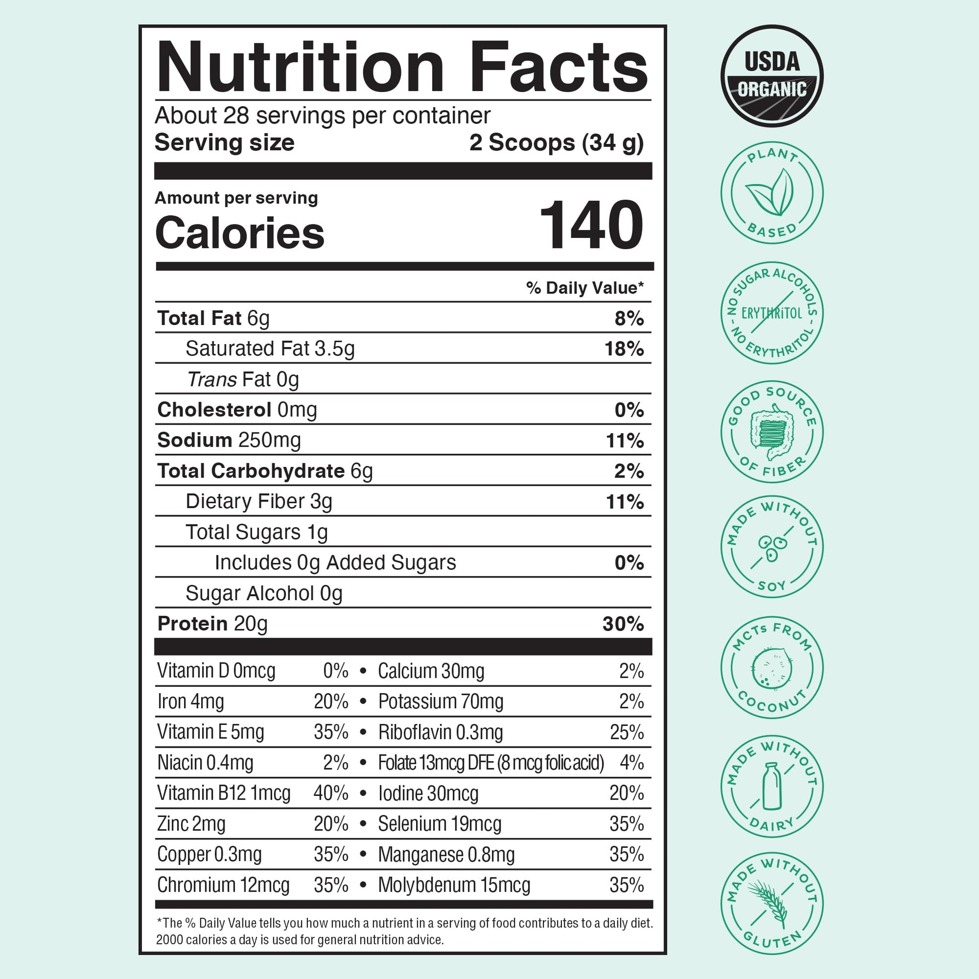 KOS Vegan Protein Powder, Unflavored & Unsweetened - Low Carb Pea Protein Blend KOS