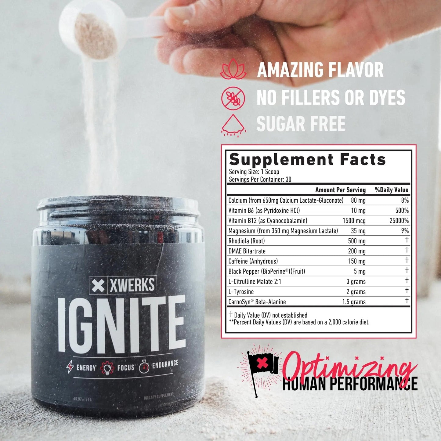 Xwerks Ignite Blue Razz Pre Workout Powder - Best Natural Keto Pre-Workout for Women Xwerks