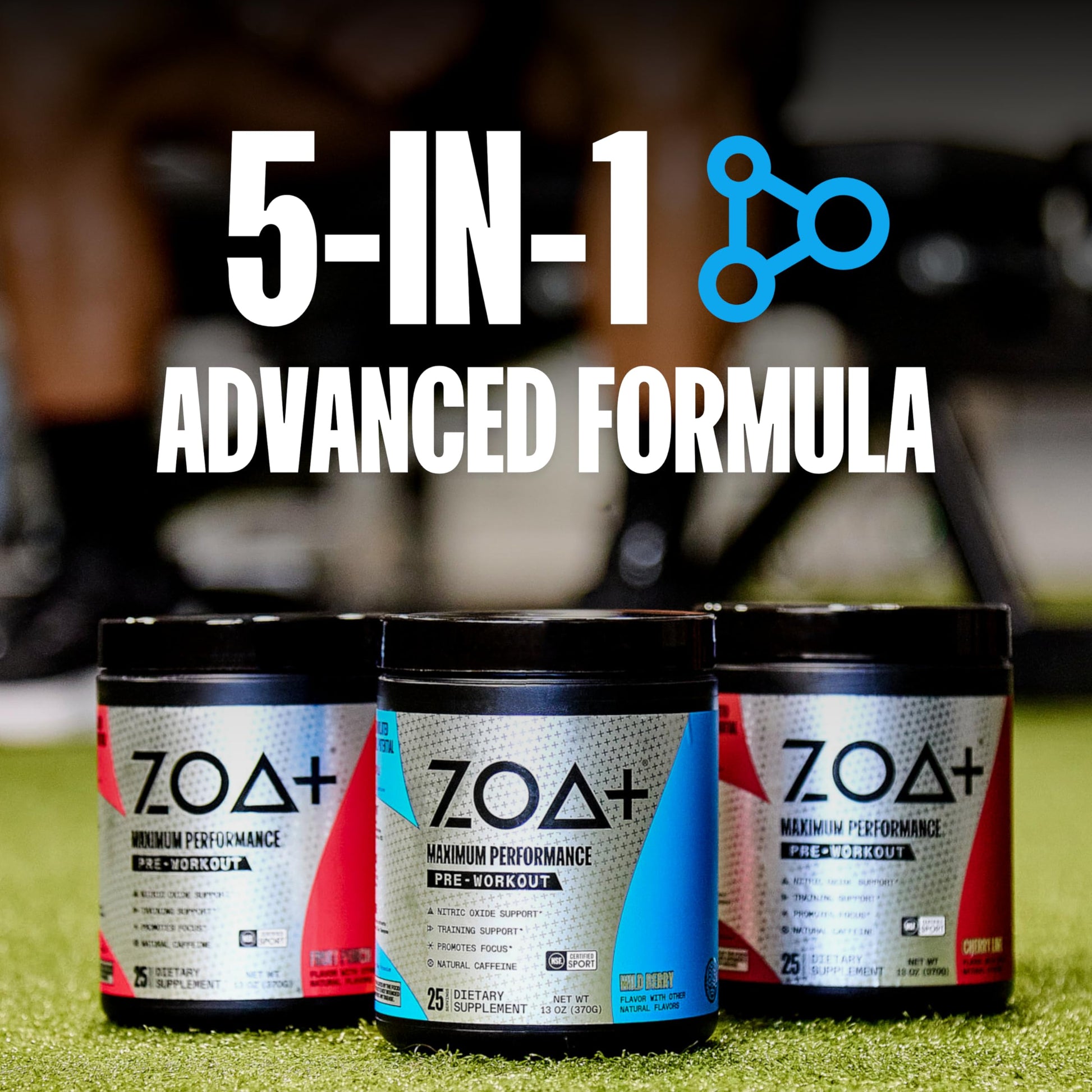 ZOA+ Pre Workout Powder, Fruit Punch - NSF Certified for Sport with Zero Sugar, Electrolytes ZOA