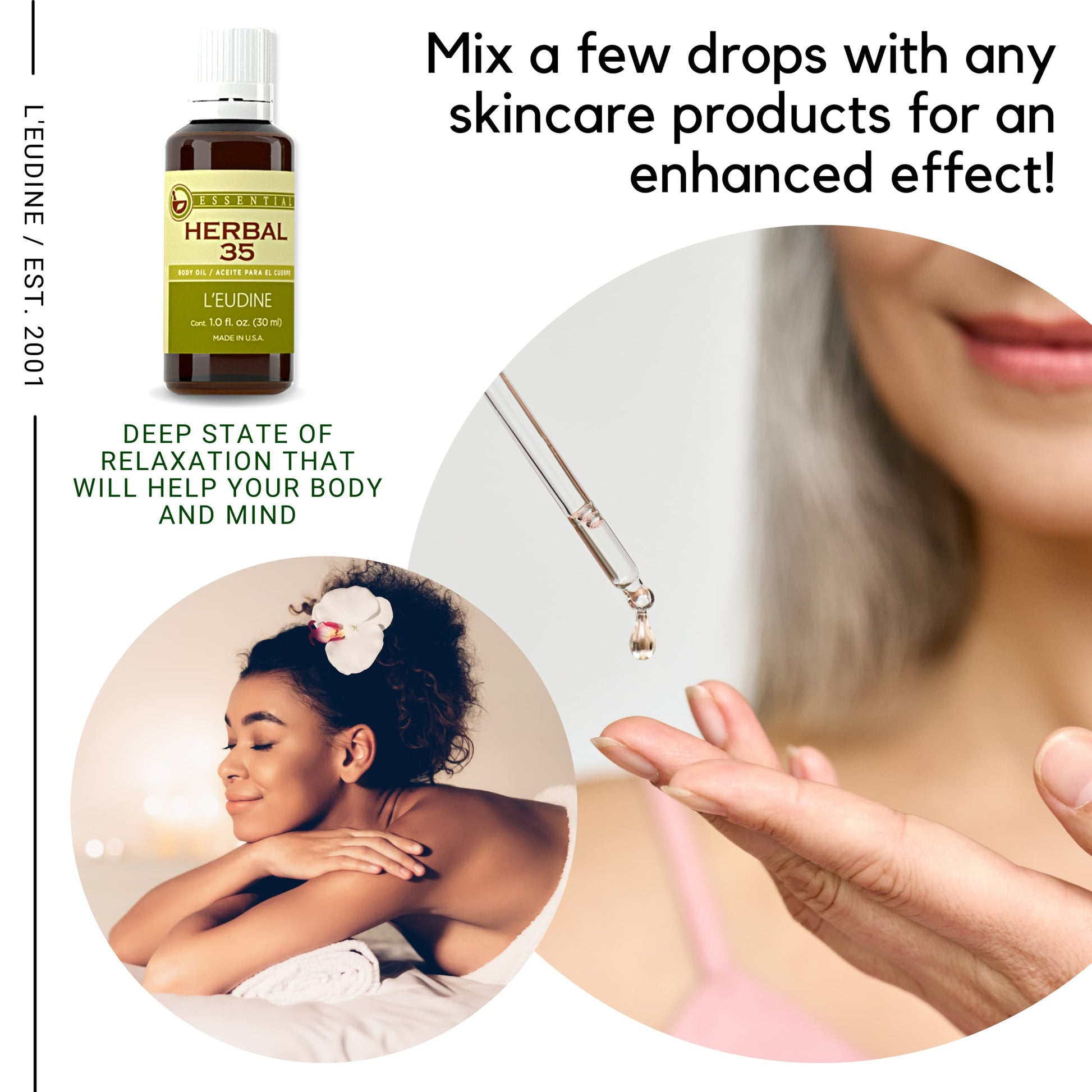 L'eudine Herbal 35 Essential Oil, Soothing and Calming Eucalyptus Essential Oil, Powerful Blend L'eudine