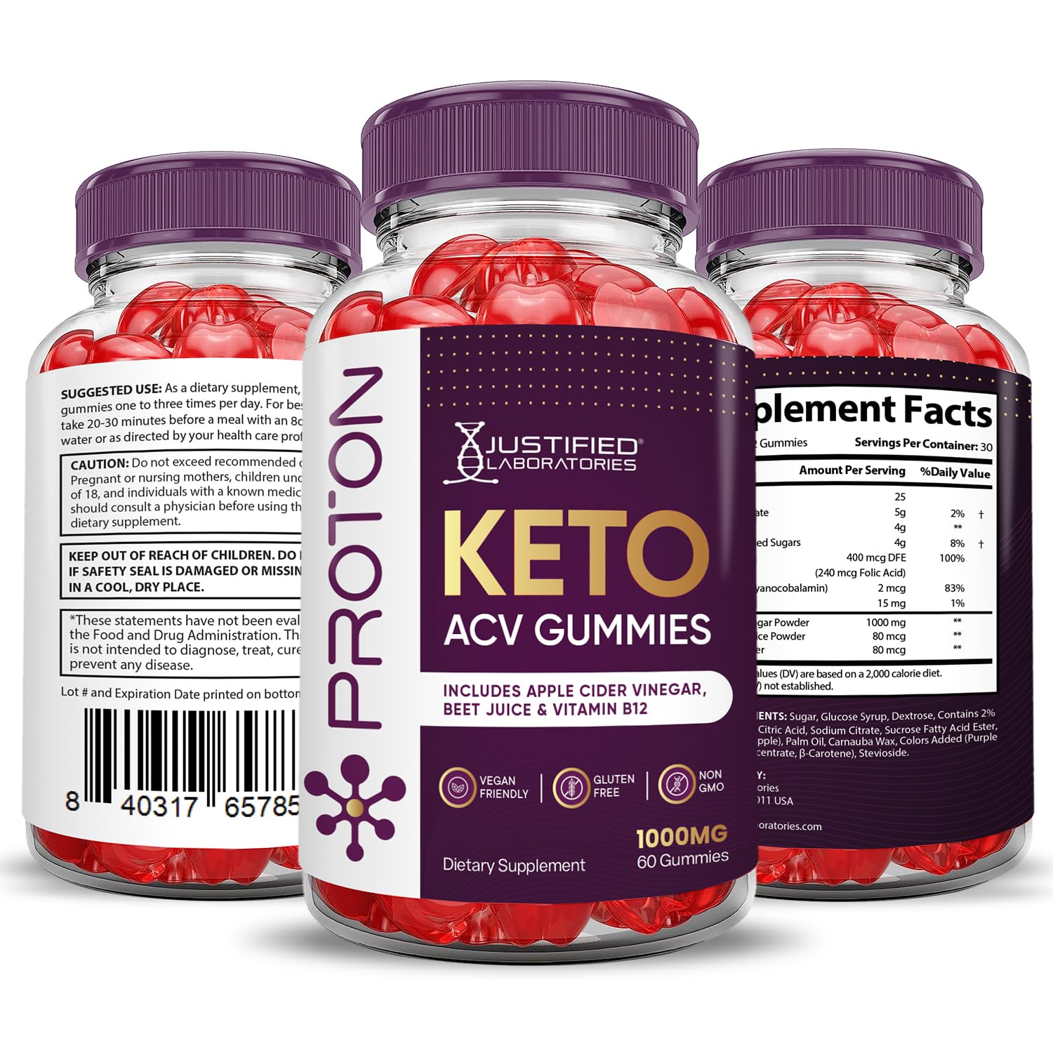 (3 Pack) Proton Protein Keto ACV Gummies Advanced Formula 1000MG Proton Keto