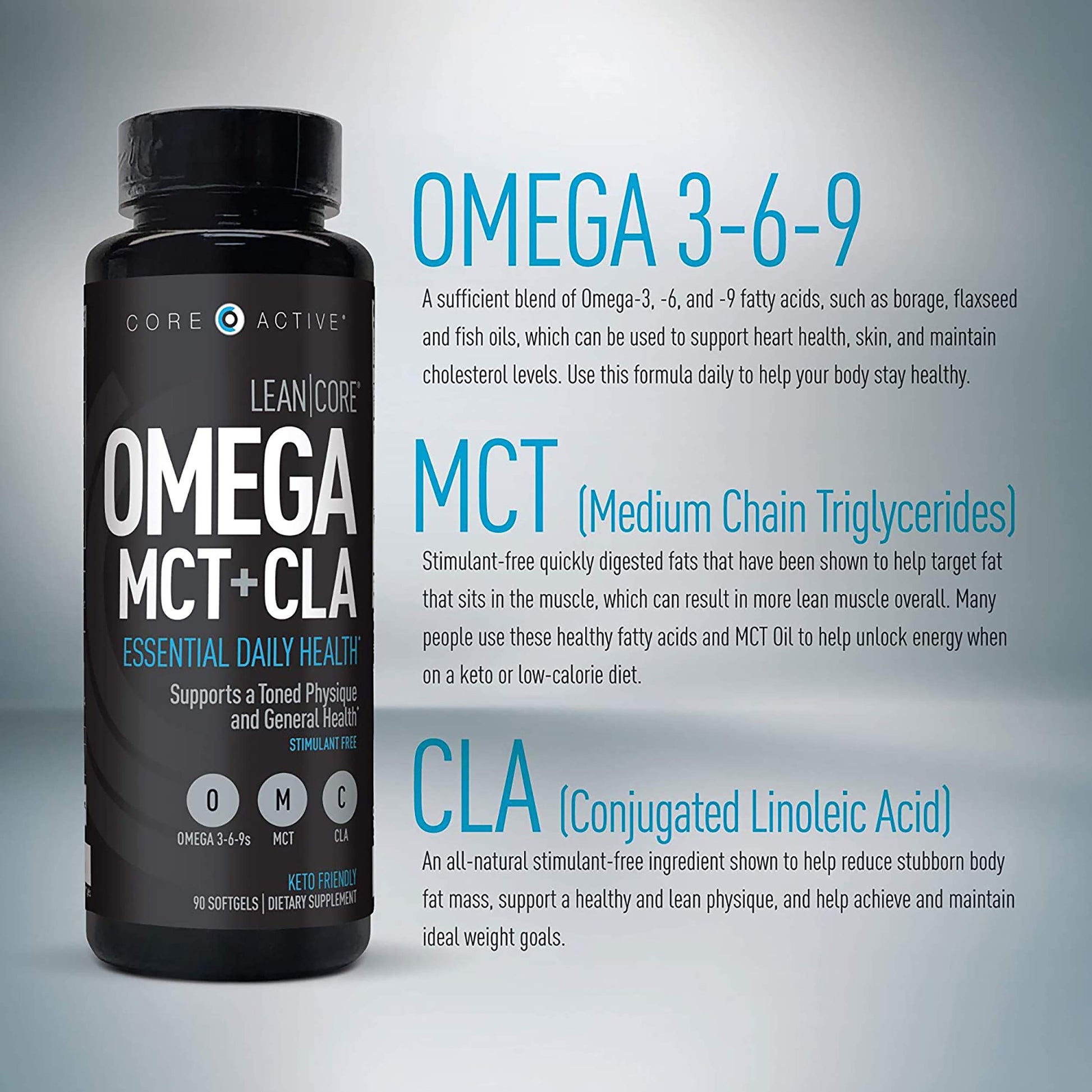 Lean CORE Omega MCT + CLA - Stimulant Free Health Formula, Lean Muscle & Toned (CORE)ACTIVE
