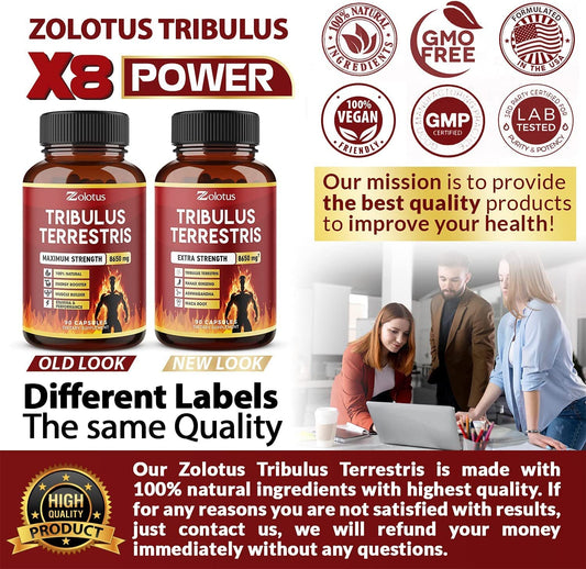 Zolotus Tribulus Terrestris, 8650mg Per Capsule, High Potency with Ashwagndha Zolotus