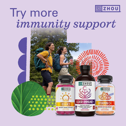 Zhou Nutrition Elder-Mune Sambucus Elderberry Gummies with Zinc and Vitamin C