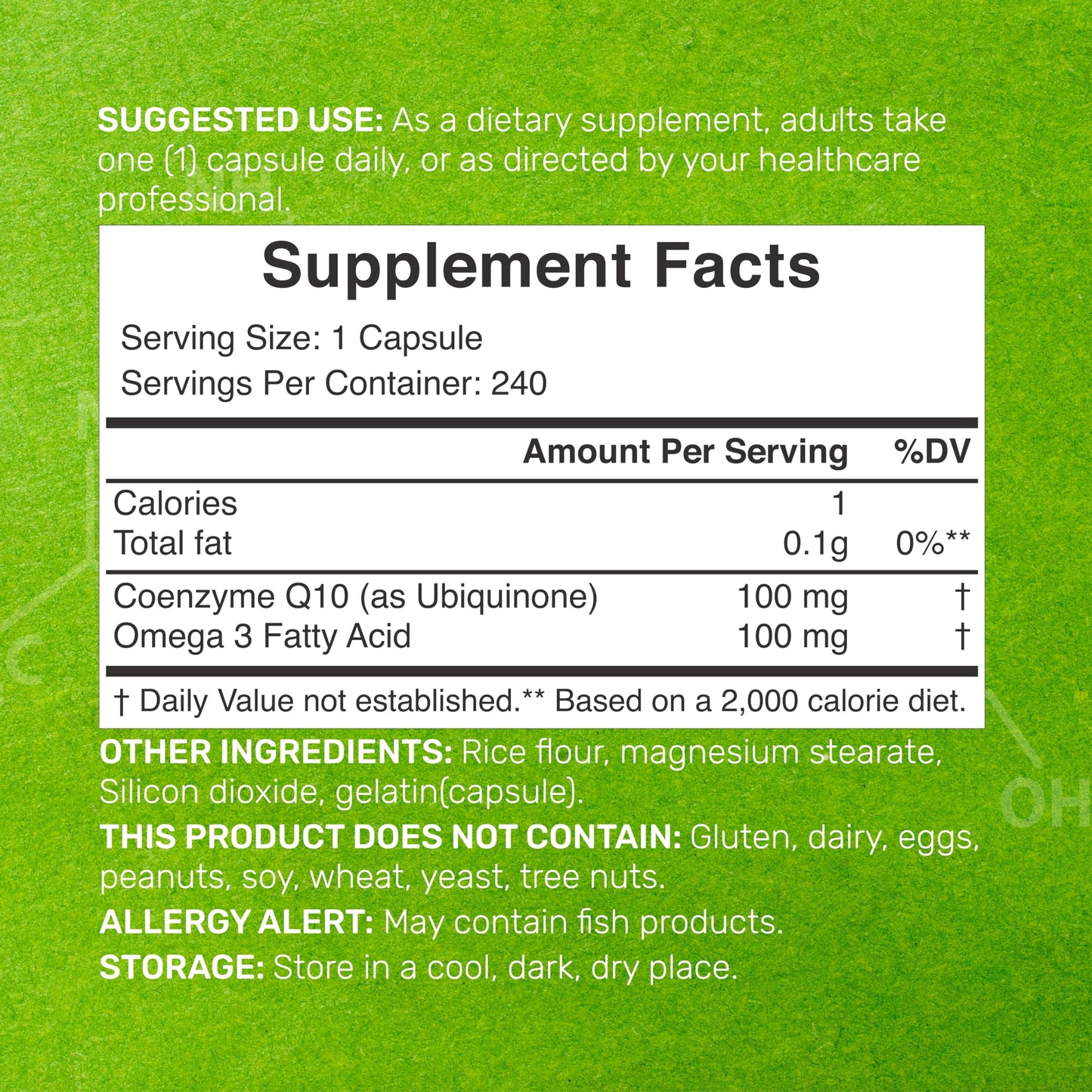 CoQ10 100mg, 240 Capsules – with Omega 3 Fatty Acid 100mg – Bioavailable Coenzyme