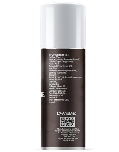 ANUMED - All Natural (P75mg) Bioidentical Progesterone Cream with Hyaluronic Acid and E AnuMed International