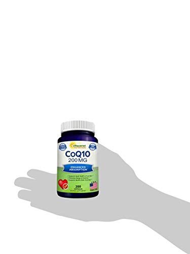 aSquared Nutrition CoQ10 (200 Capsules and 200mg) - High Absorption Vegan CO Q-10 aSquared Nutrition