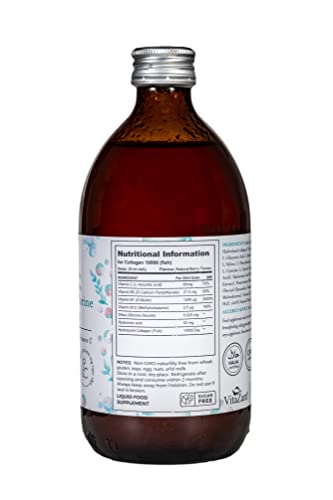 VitaZam Marine Collagen Liquid 10000mg with Hyaluronic Acid, Hydrolysed Peptide, Biotin for Hair, Skin, Nails, Joint, and Muscles, 500 ml VitaZam
