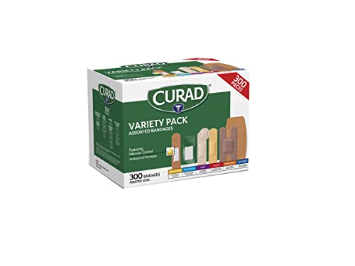 Curad Assorted Bandages Variety Pack 300 Pieces, Including Antibacterial